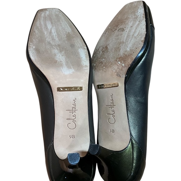 COLE HAAN x NIKE AIR Genuine Leather Olive Green Low Heeled Pumps Sz 9B - Picture 10 of 12